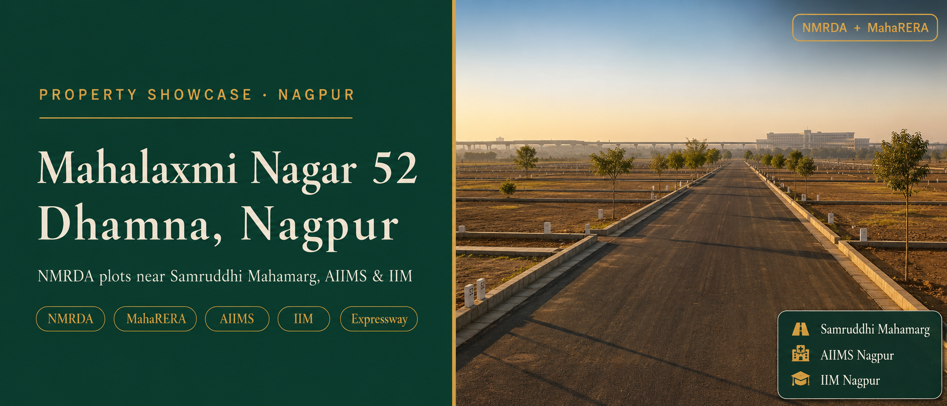 Mahalaxmi Nagar 52 Dhamna — NMRDA Plots Near Samruddhi Mahamarg, AIIMS & IIM Nagpur